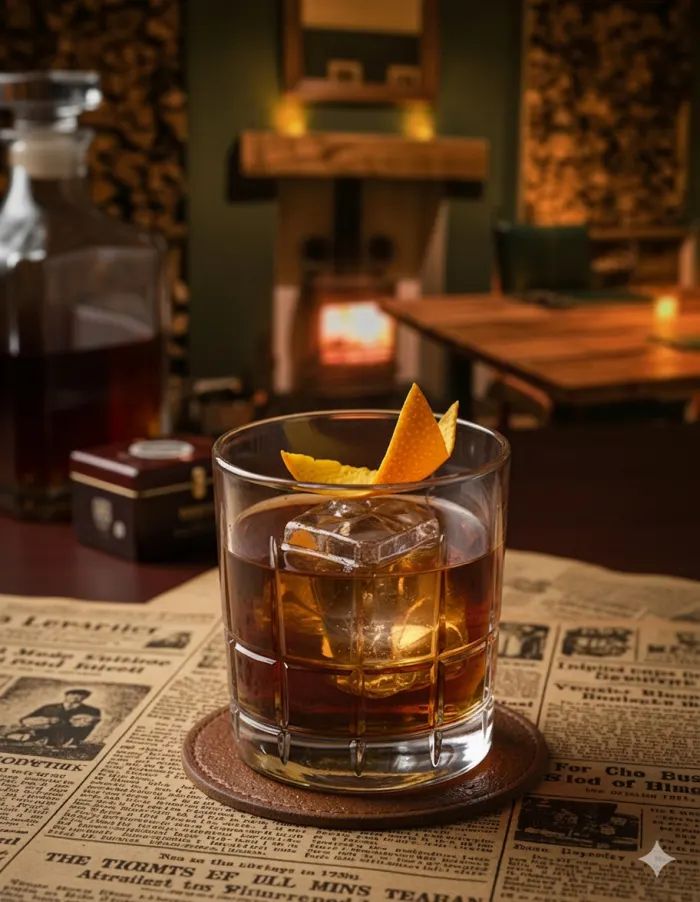 Old Fashioned prepared for a guest-facing drinks service